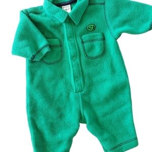 Vintage Baby Gap Full Jumpsuit Green Fleece Size XS (1-3 Months)